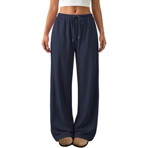 ATHMILE Womens Wide Leg Sweatpants Low Rise Baggy Pants Fall Fashion Lounge Lightweight Sweat Pants with Pockets(Navy)