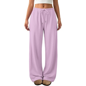 ATHMILE Womens Wide Leg Sweatpants Low Rise Baggy Pants Fall Fashion Lounge Lightweight Sweat Pants with Pockets(Purple)