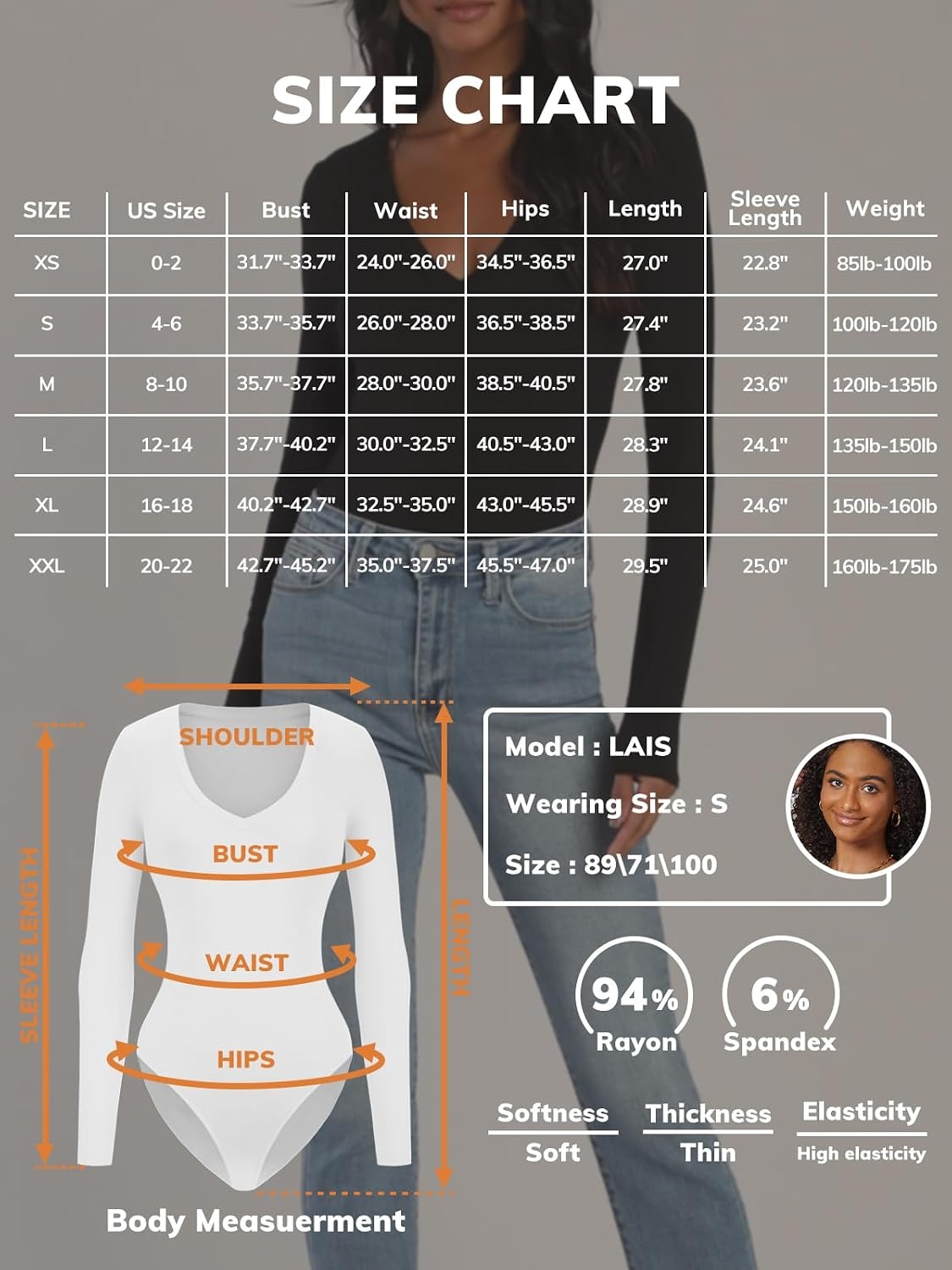 image:imageATHMILE Deep V Neck Long Sleeve Bodysuits for Women Sexy Going Out Tops Body SuitsCoffee