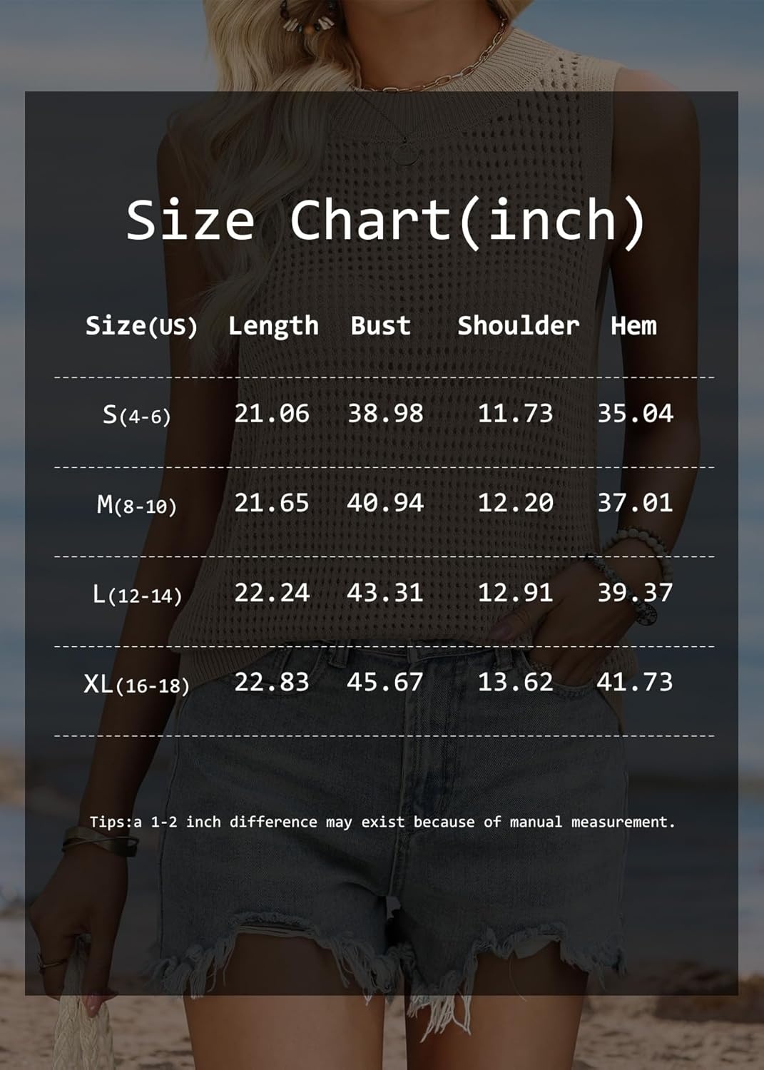 image:imageATHMILE Summer Crochet Tank Tops for Women 2026 Casual Crewneck Hollow Out Loose Knit Sleeveless Sweater Vest Top TrendyWhite