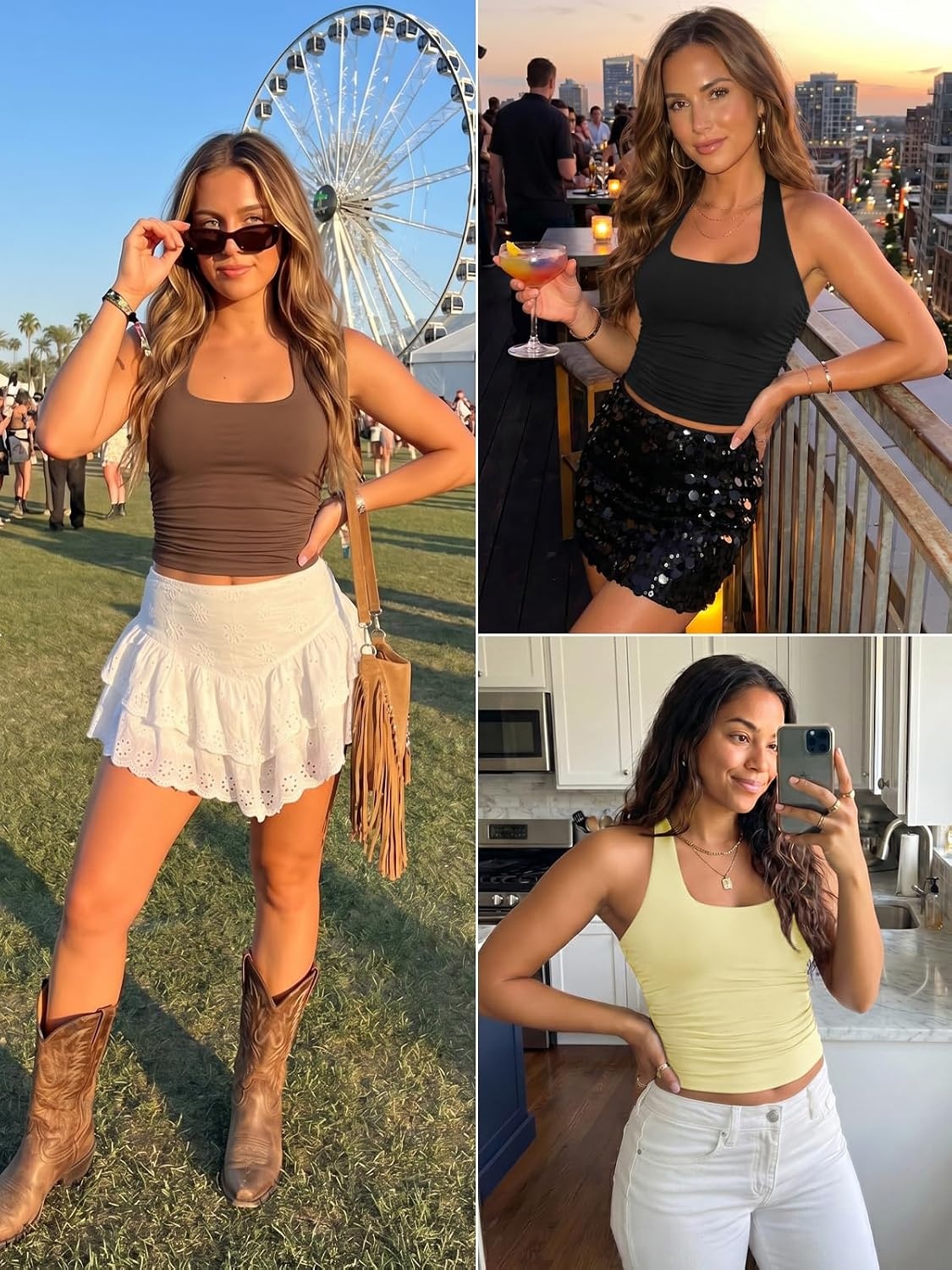 image:imageATHMILE Womens Halter Tank Tops Sexy Backless Double Lined Basic Shirts Y2K Trendy Going Out TopsWhite