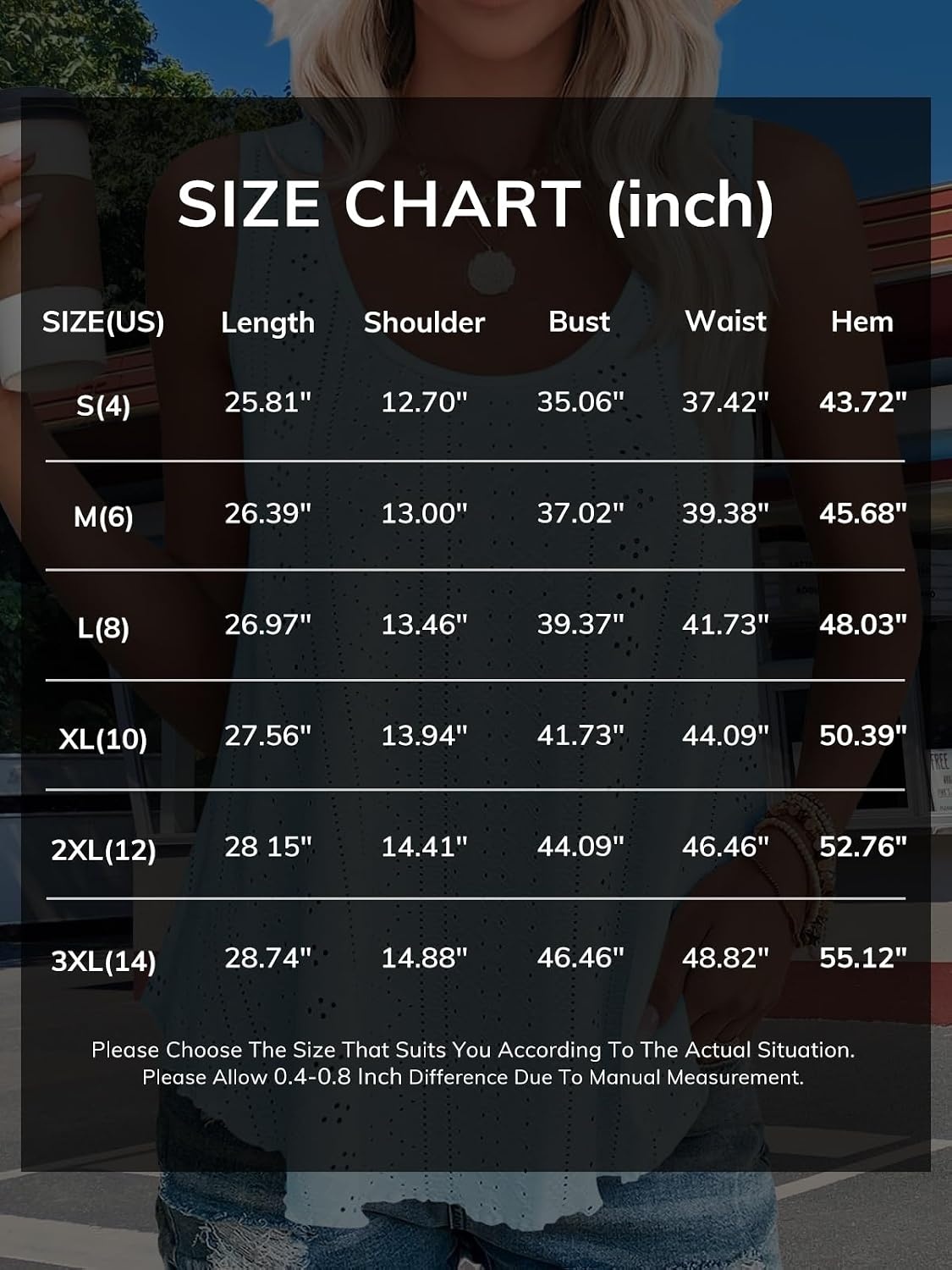 image:imageATHMILE Womens Tank Tops Sleeveless Eyelet Embroidery Scoop Neck Loose Fit Casual Summer Flowy Beach Black
