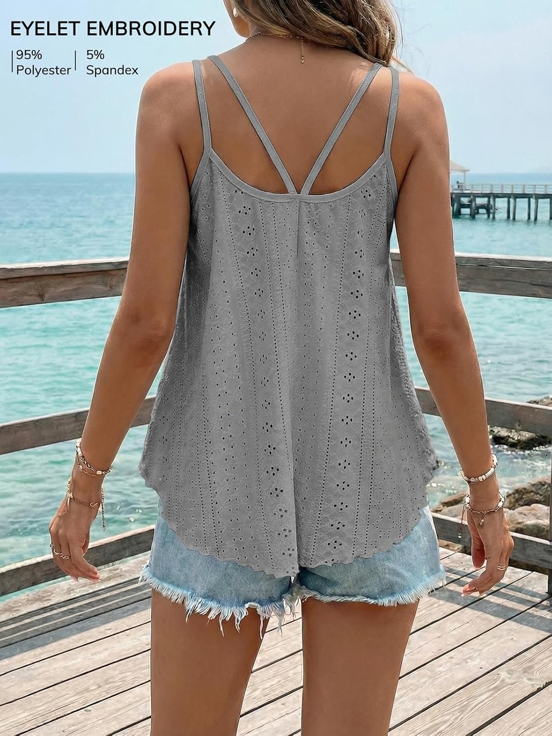 image:imageATHMILE Womens Tank Tops Sleeveless Summer Top Spaghetti Strap Spring Shirt Loose Fit Beach Vacation 2026 CasualGrey