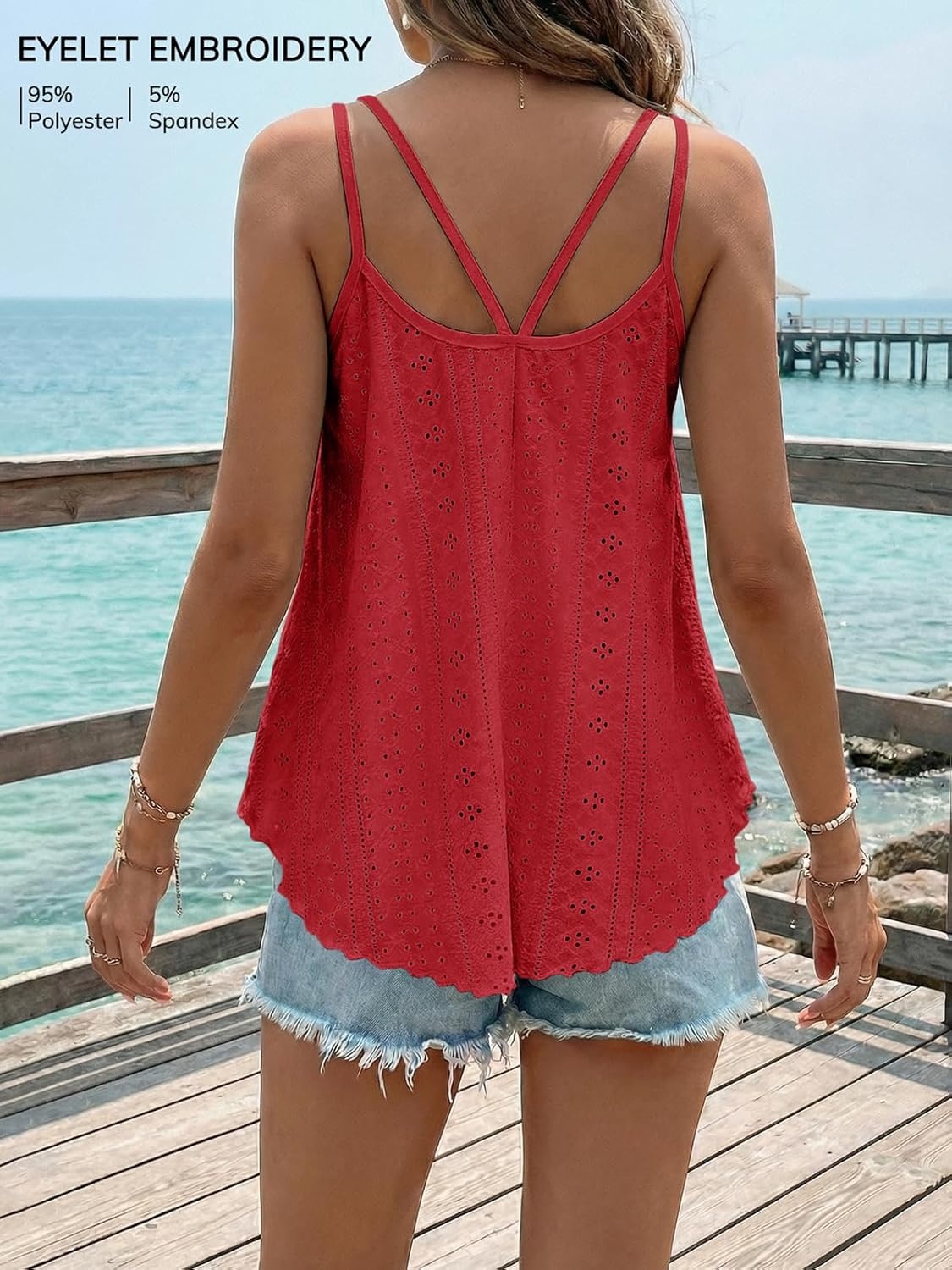image:imageATHMILE Womens Tank Tops Sleeveless Summer Top Spaghetti Strap Spring Shirt Loose Fit Beach Vacation 2026 CasualRed