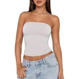 ATHMILE Women Sexy Tube Top Summer Y2K Going Out Double Lined Basic Tank Top(White)