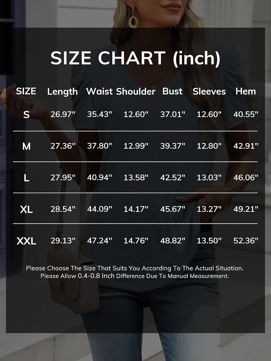 image:imageATHMILE Womens Blouse Dressy Casual V Neck Puff Short Sleeve Tshirts Boho Fashion Summer Spring Tunic Top ClothesKhaki