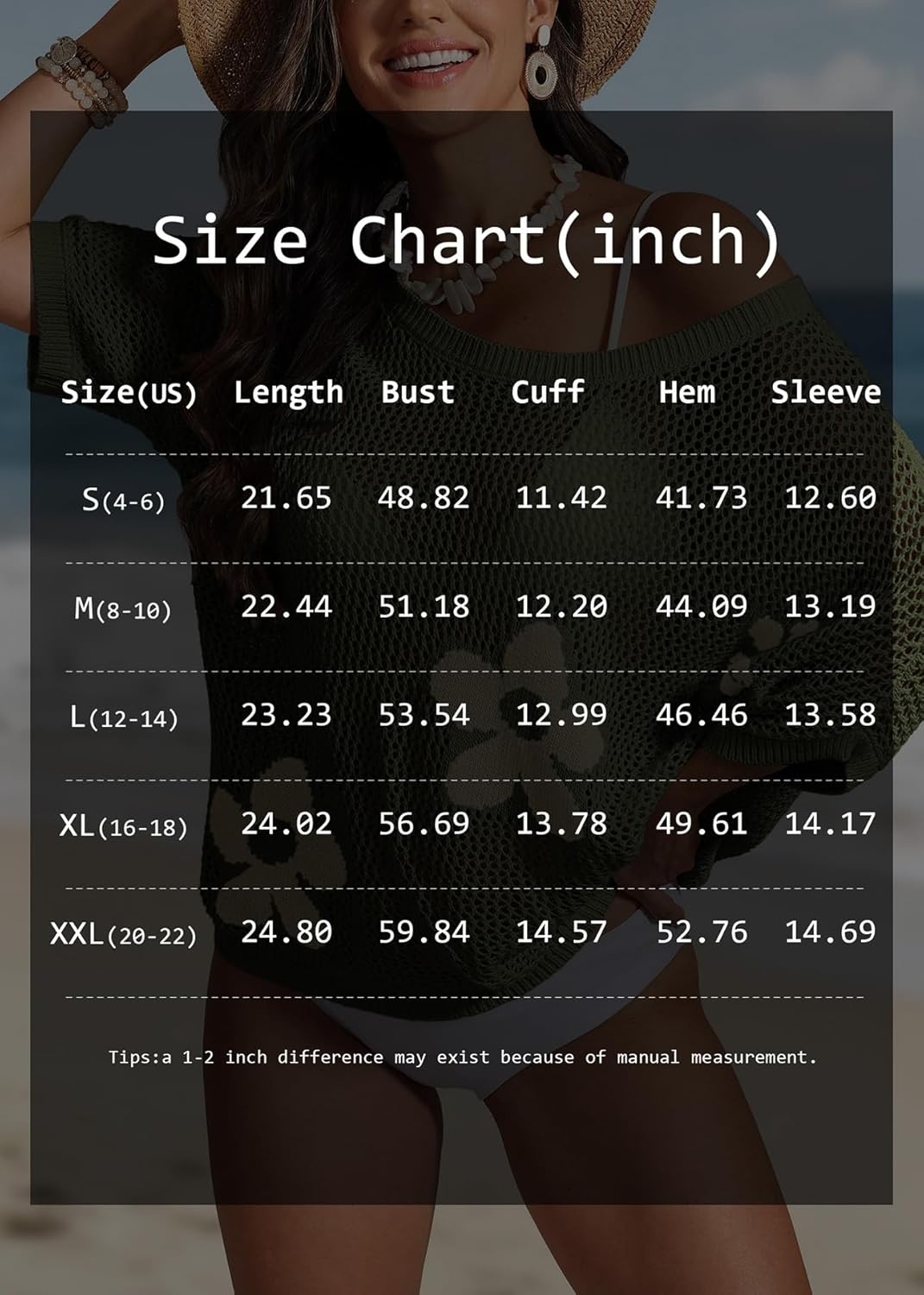 image:imageATHMILE Womens Floral Spring Tops Summer Fashion Shirts Short Sleeve Beach Vacation Crochet Knit Sweater Lightweight PulloverWhite