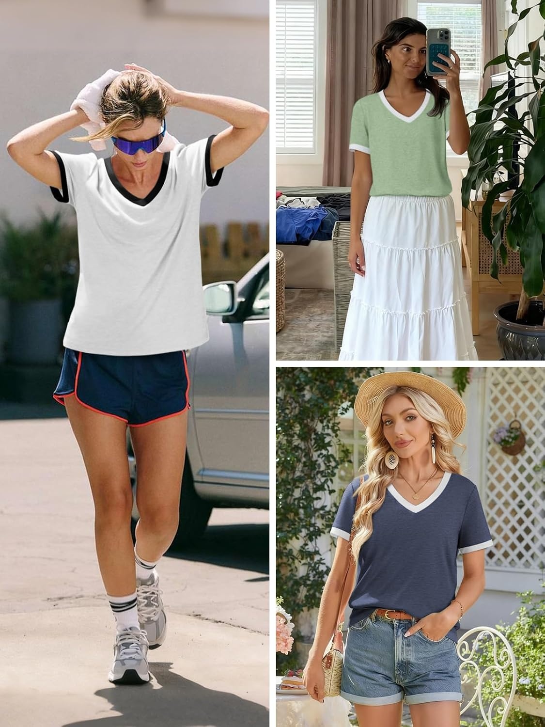 image:imageATHMILE Womens Short Sleeve TShirts Spring Summer Tops Casual Soft Tunic V Neck Basic Workout Clothes Fashion Outfits 2026 Navy