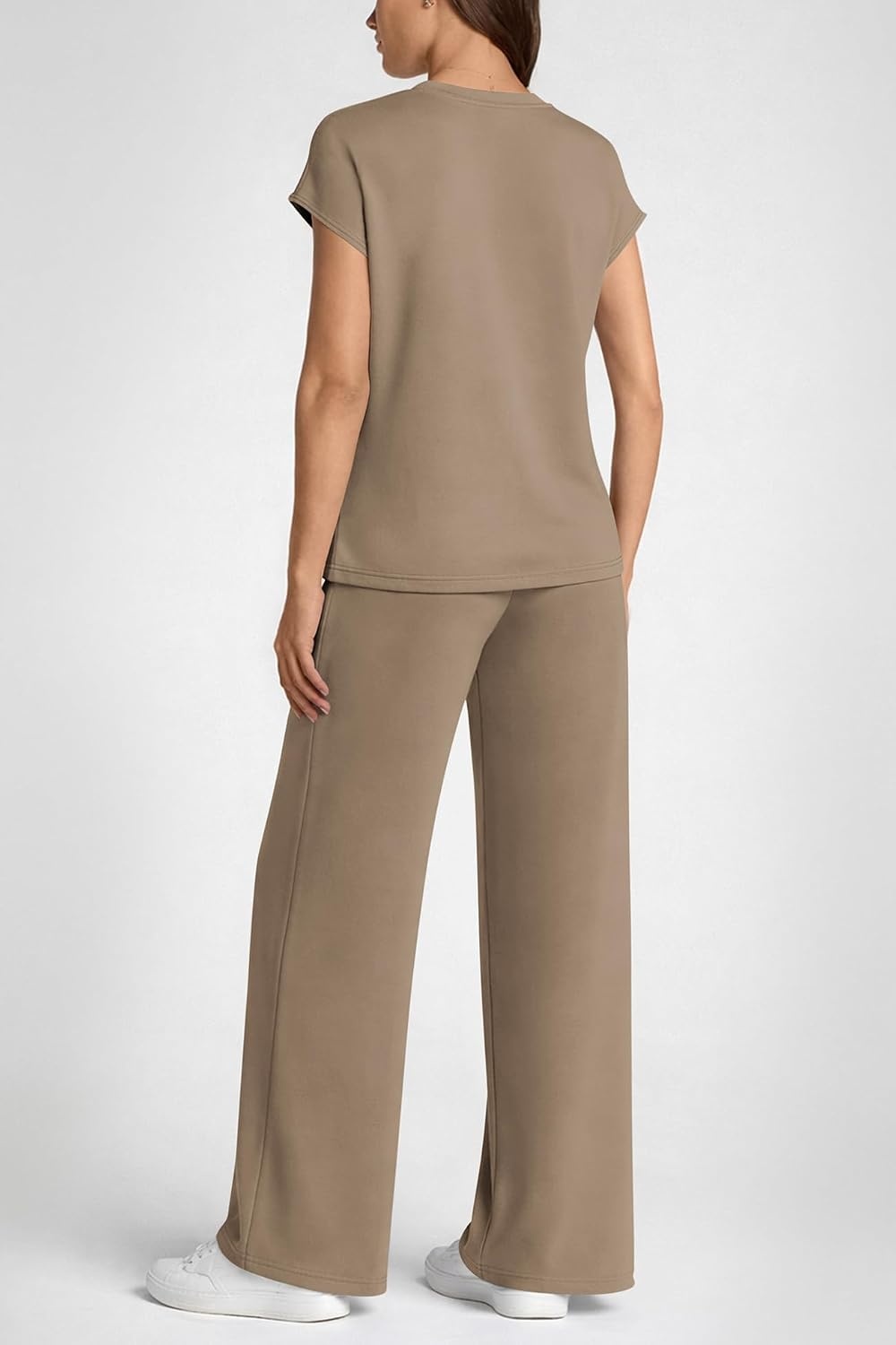 image:imageATHMILE Womens 2 Piece Lounge Set Fashion Travel Outfits Summer Beach Vacation Tracksuit Comfy Wide Leg Airport LoungewearZcoffee