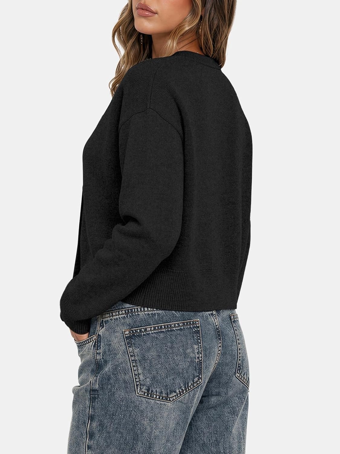 image:imageATHMILE Cropped Cardigan Sweaters for Women Lightweight Crop Knit Y2k Fall Spring Outfits Fashion Clothes 2026Black