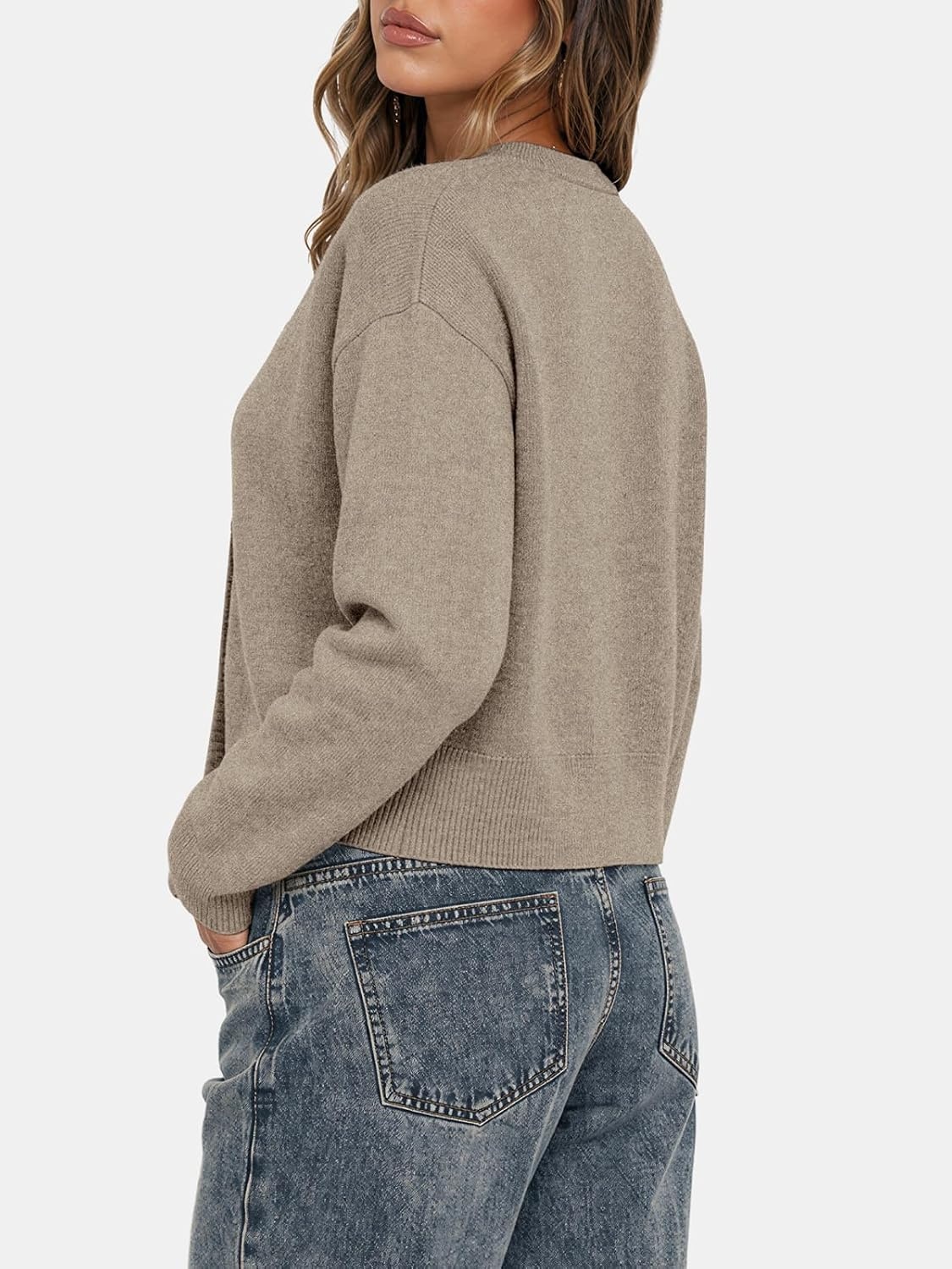image:imageATHMILE Cropped Cardigan Sweaters for Women Lightweight Crop Knit Y2k Fall Spring Outfits Fashion Clothes 2026Camel
