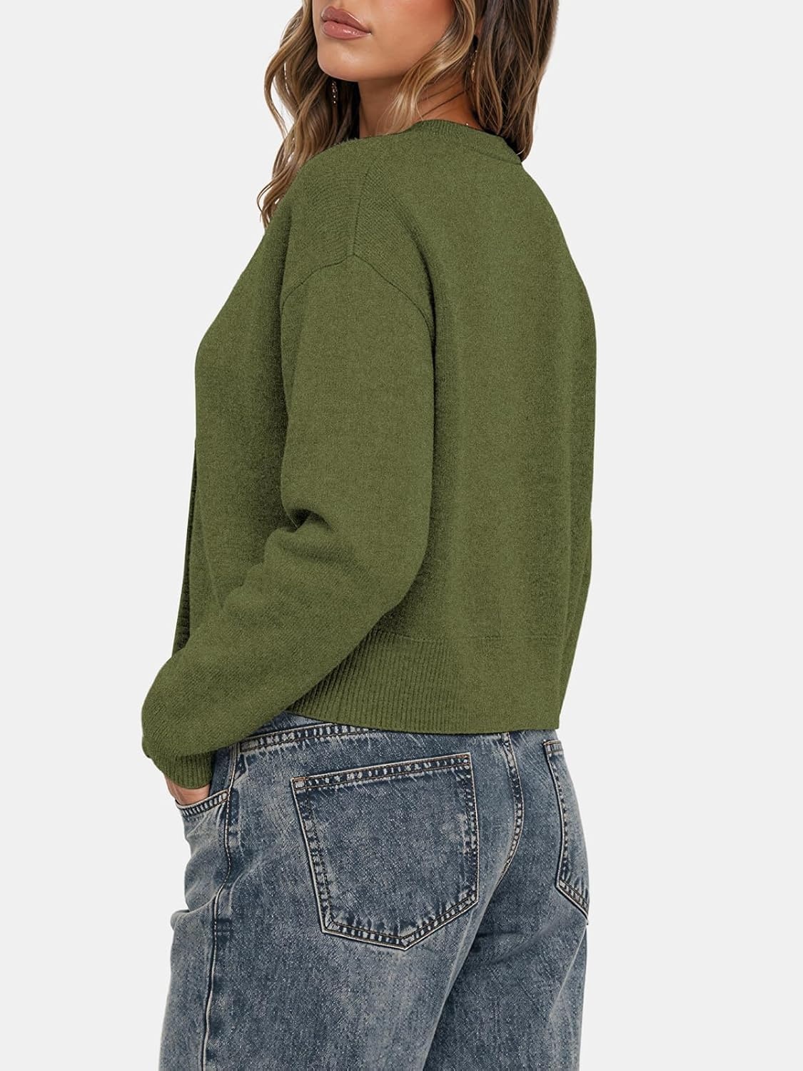 image:imageATHMILE Cropped Cardigan Sweaters for Women Lightweight Crop Knit Y2k Fall Spring Outfits Fashion Clothes 2026Green