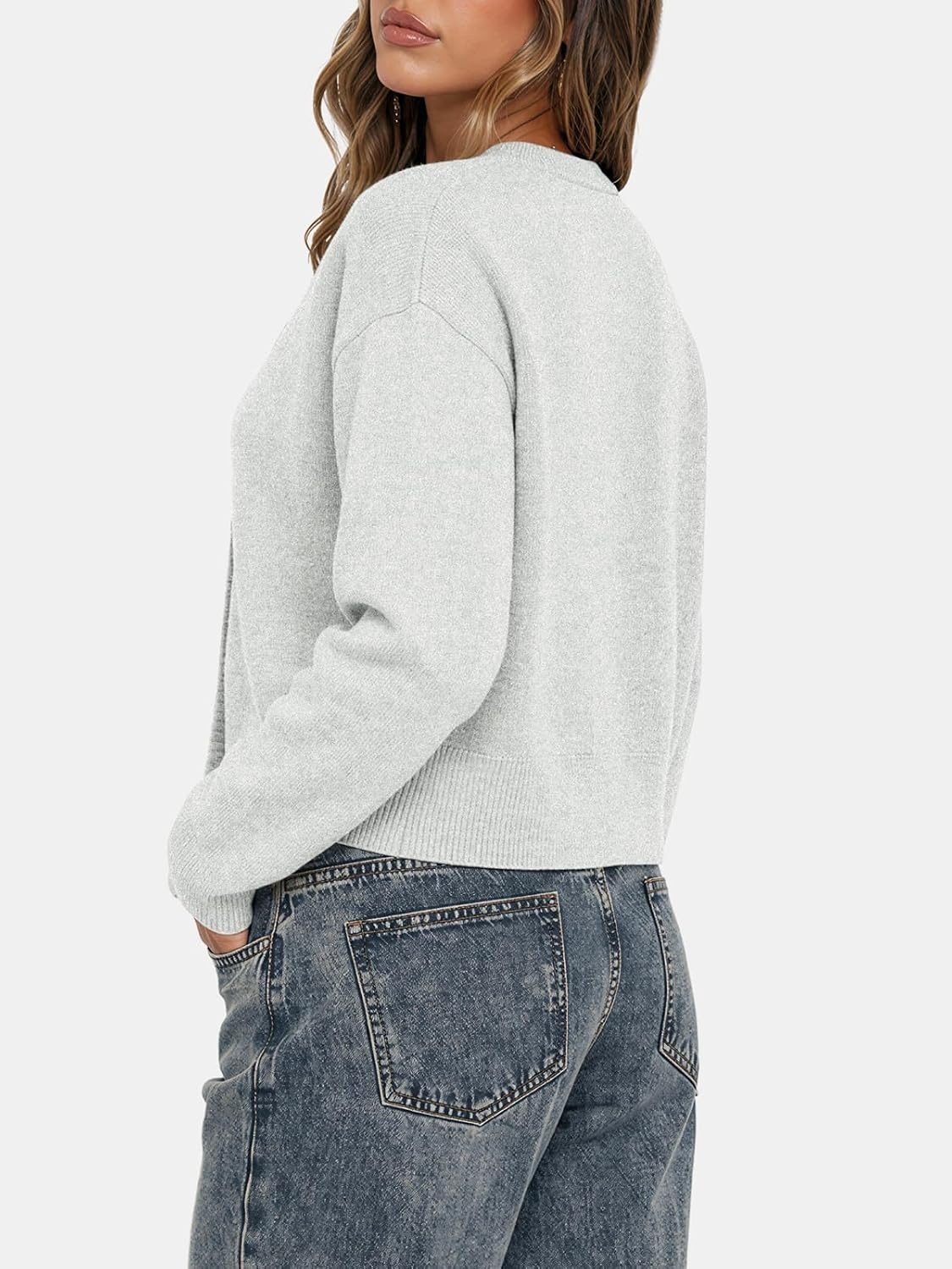 image:imageATHMILE Cropped Cardigan Sweaters for Women Lightweight Crop Knit Y2k Fall Spring Outfits Fashion Clothes 2026Grey
