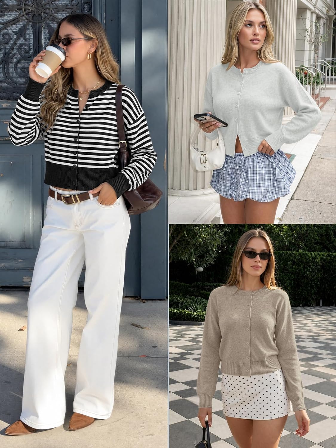 image:imageATHMILE Cropped Cardigan Sweaters for Women Lightweight Crop Knit Y2k Fall Spring Outfits Fashion Clothes 2026White