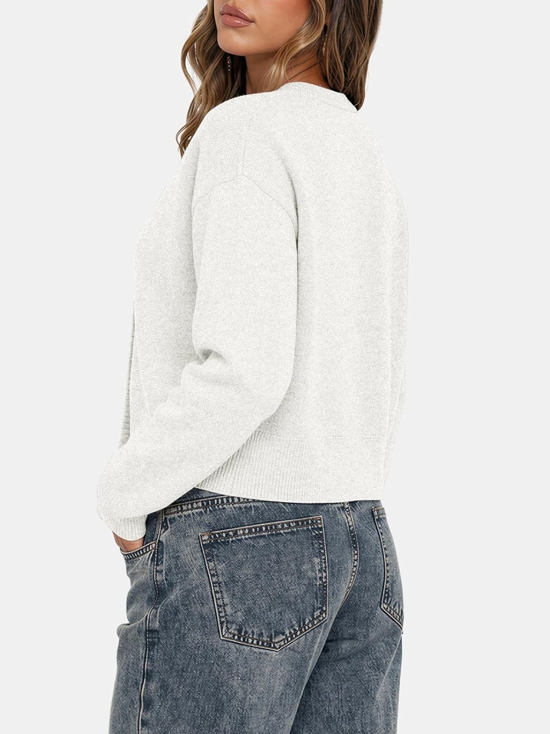 image:imageATHMILE Cropped Cardigan Sweaters for Women Lightweight Crop Knit Y2k Fall Spring Outfits Fashion Clothes 2026White