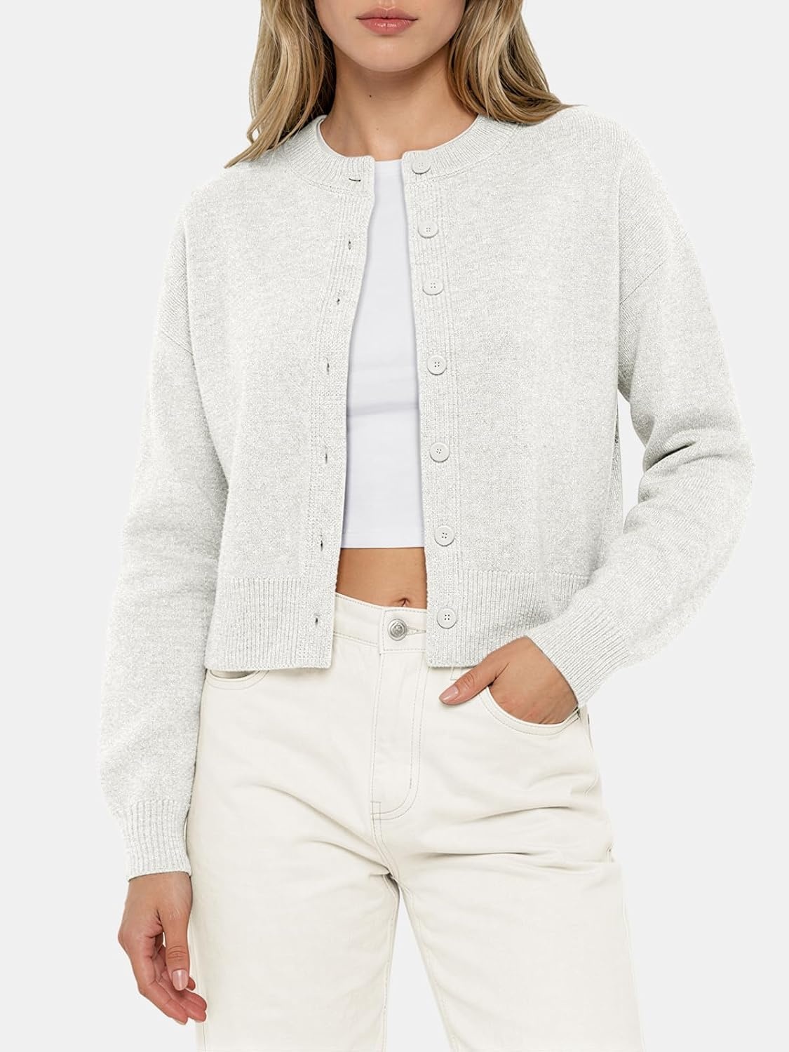 image:imageATHMILE Cropped Cardigan Sweaters for Women Lightweight Crop Knit Y2k Fall Spring Outfits Fashion Clothes 2026White