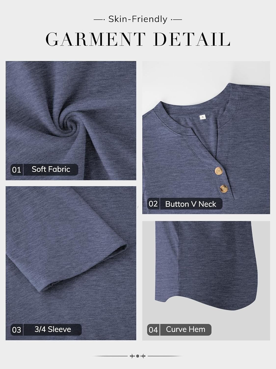 image:imageATHMILE Long Sleeve Shirts for Women 2026 Fall Outfits Henley Dressy Casual Tops Trendy Blouses Cute TShirts Fashion ClothesHalfnavy Blue
