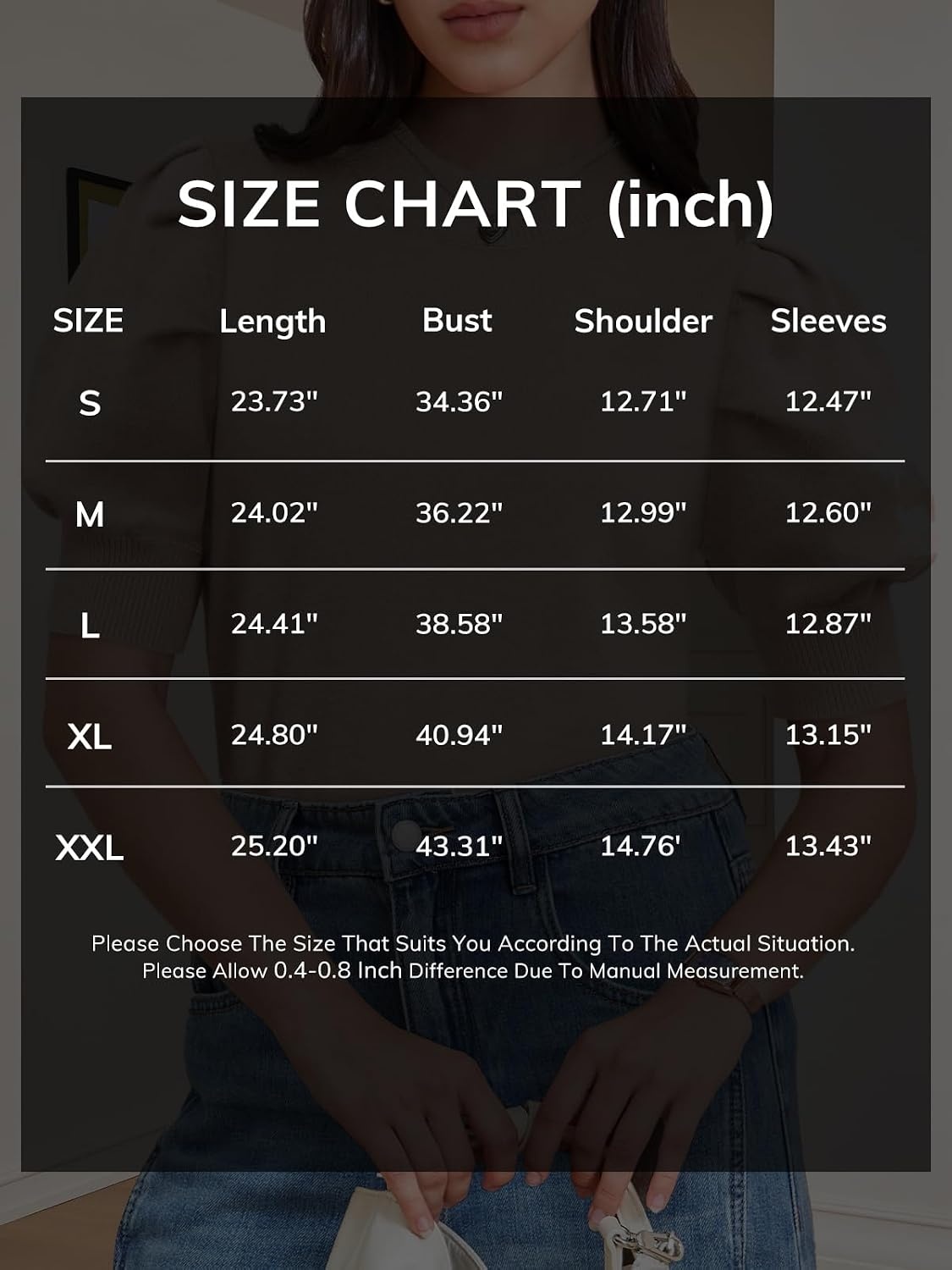 image:imageATHMILE Short Sleeve Sweater for Women 2026 Spring Summer Blouses Crewneck Knit Puff Sleeve Dressy Casual Trendy ShirtsAgray Blue