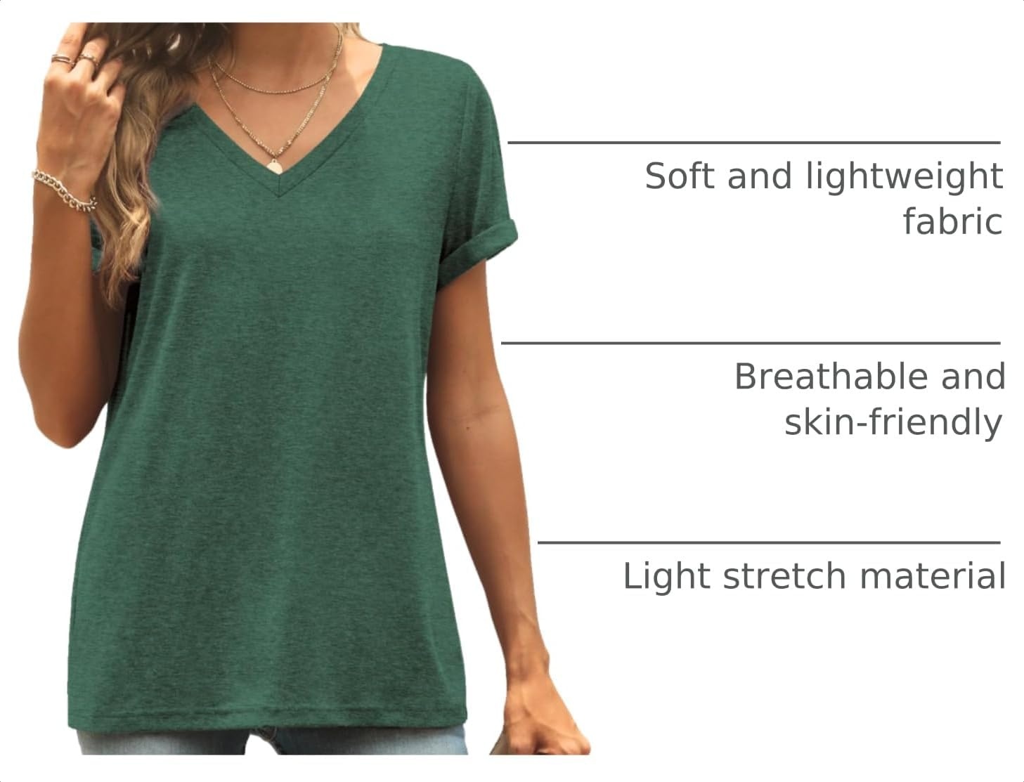 image:imageATHMILE T Womens Short Sleeve TShirts V Neck Summer Tops Basic Tees Lightweight Breathable Casual Sorf Spring Summer Workout Outfits ClothesGreen