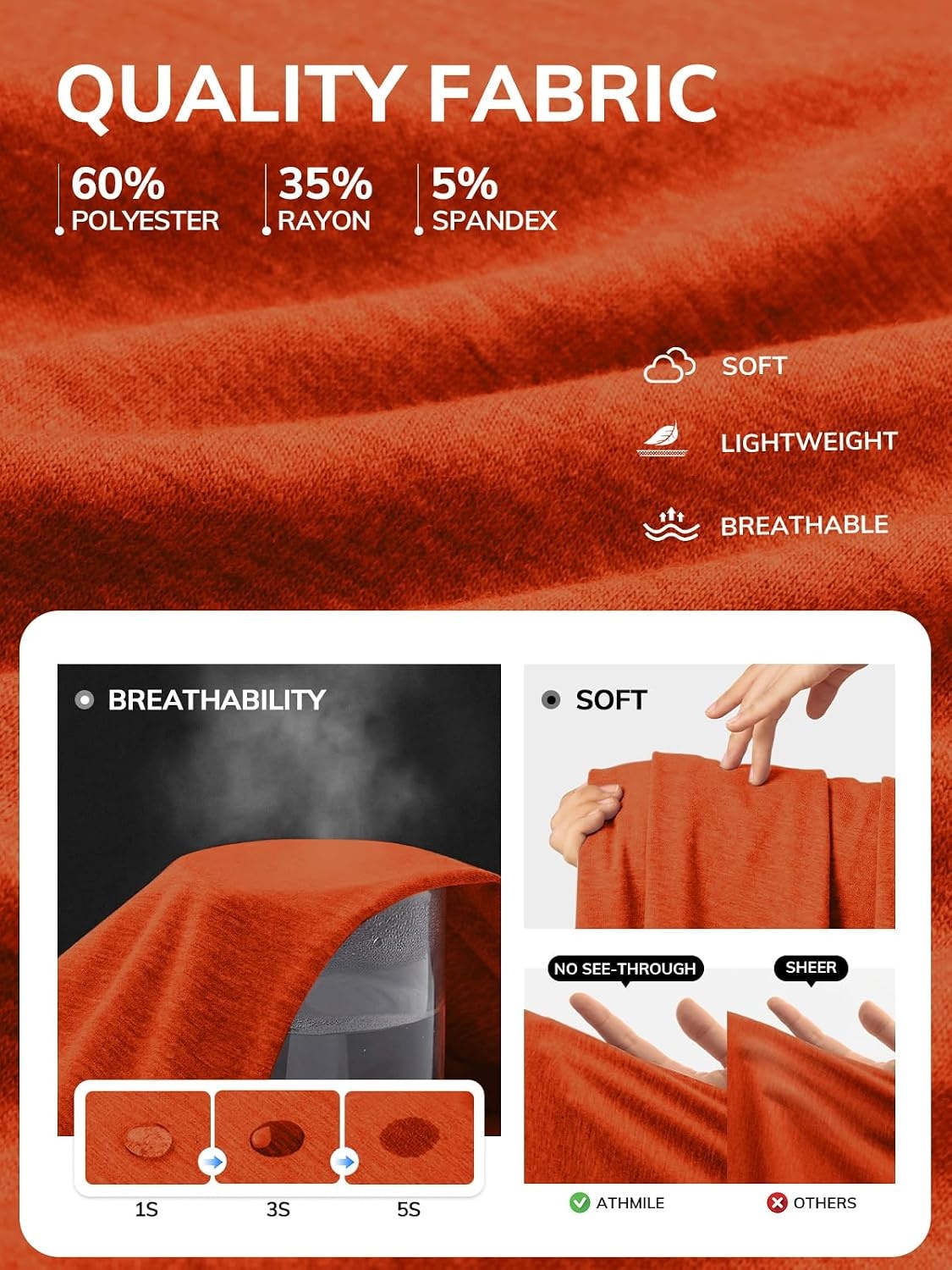 image:imageATHMILE T Womens Short Sleeve TShirts V Neck Summer Tops Basic Tees Lightweight Breathable Casual Sorf Spring Summer Workout Outfits ClothesOrange