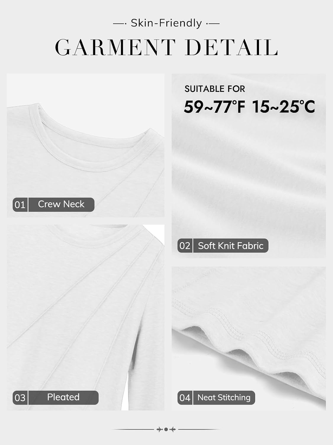 image:imageATHMILE Womens Long Sleeve Shirts Pleated Crew Neck Casual Tops Fall Fashion Loose Fit School Outfits Teacher Basic Clothes Vacation TrendyWhite