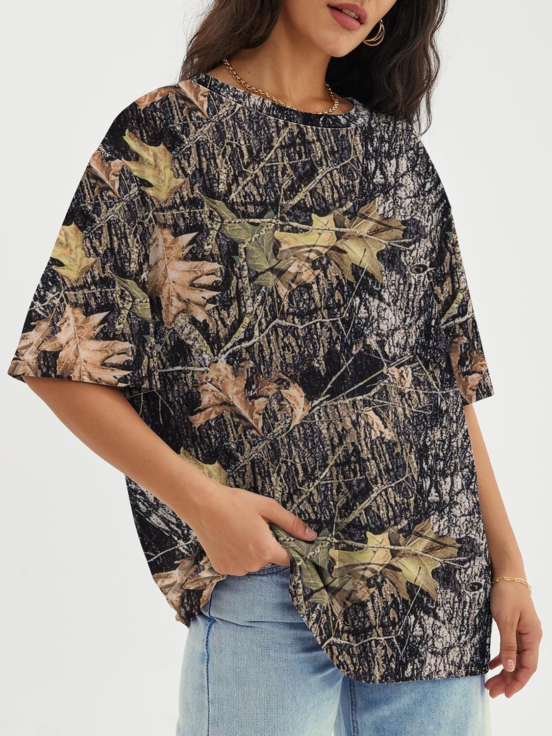 image:imageATHMILE Womens Oversized T Shirts Short Sleeve Workout Tops Cotton Casual Loose Fit Basic Graphics Gym Summer Plus Size Fashion ClothesCamo Brown