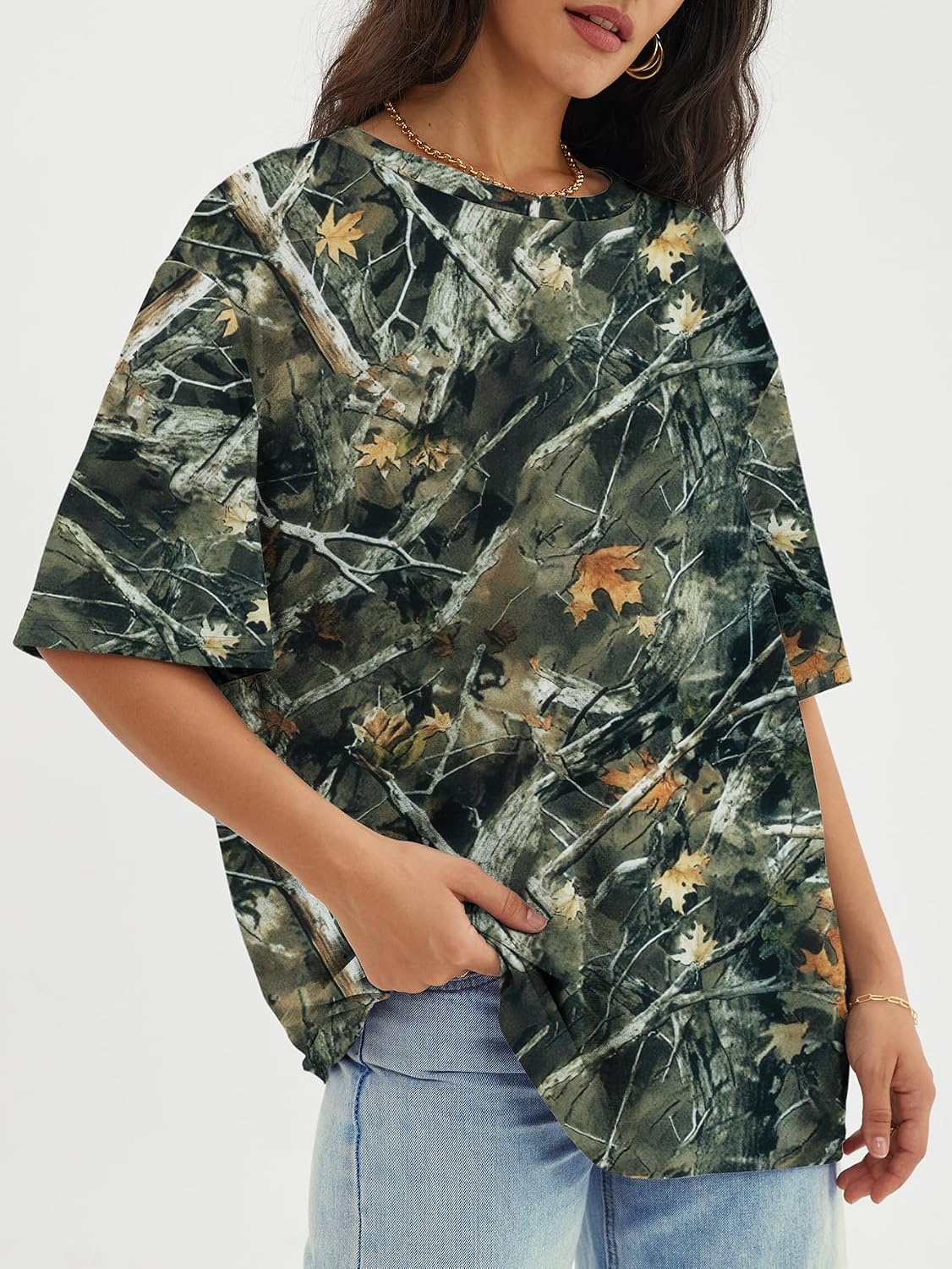 image:imageATHMILE Womens Oversized T Shirts Short Sleeve Workout Tops Cotton Casual Loose Fit Basic Graphics Gym Summer Plus Size Fashion ClothesCamo Green