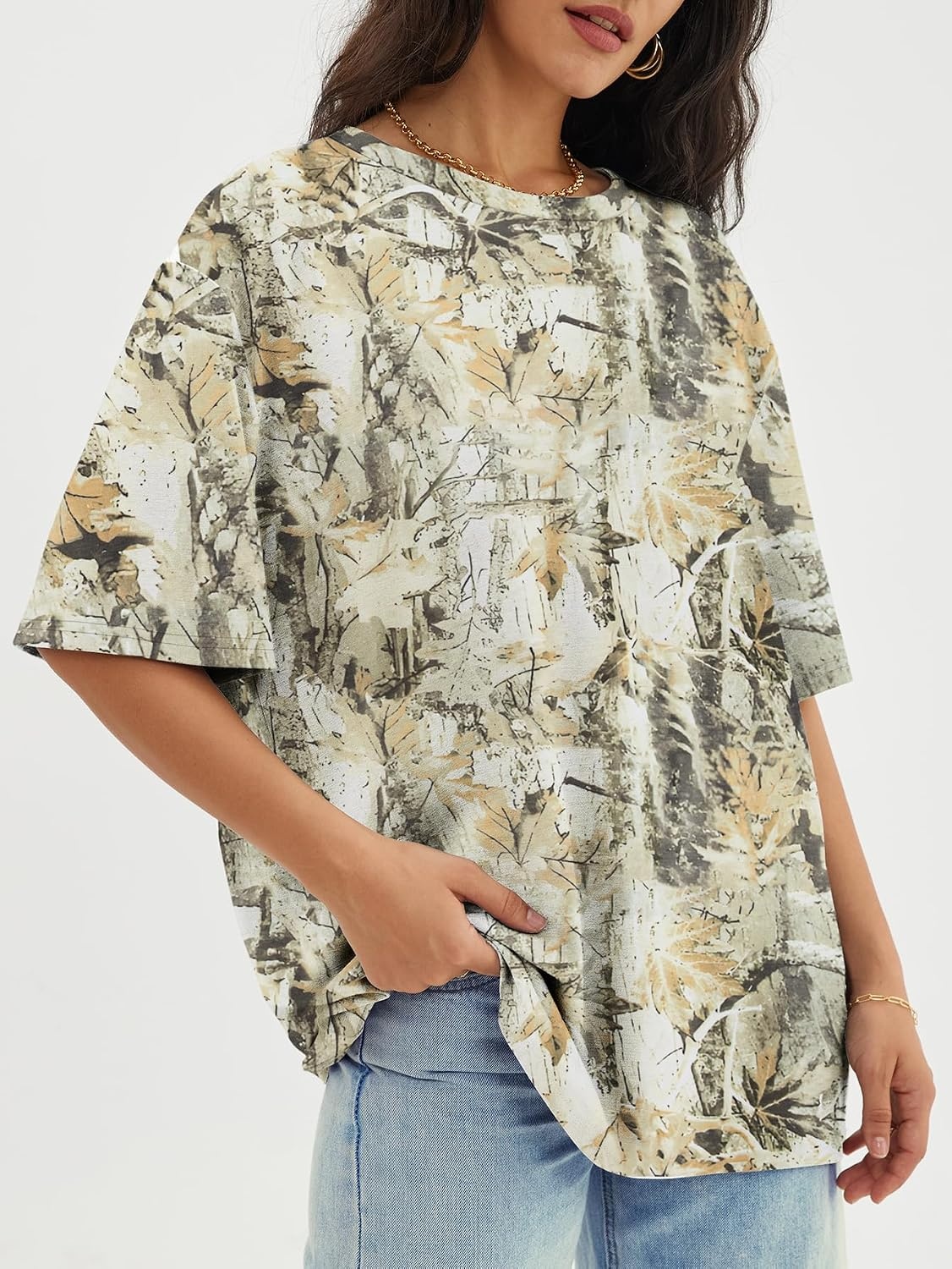 image:imageATHMILE Womens Oversized T Shirts Short Sleeve Workout Tops Cotton Casual Loose Fit Basic Graphics Gym Summer Plus Size Fashion ClothesCamo Lightgreen