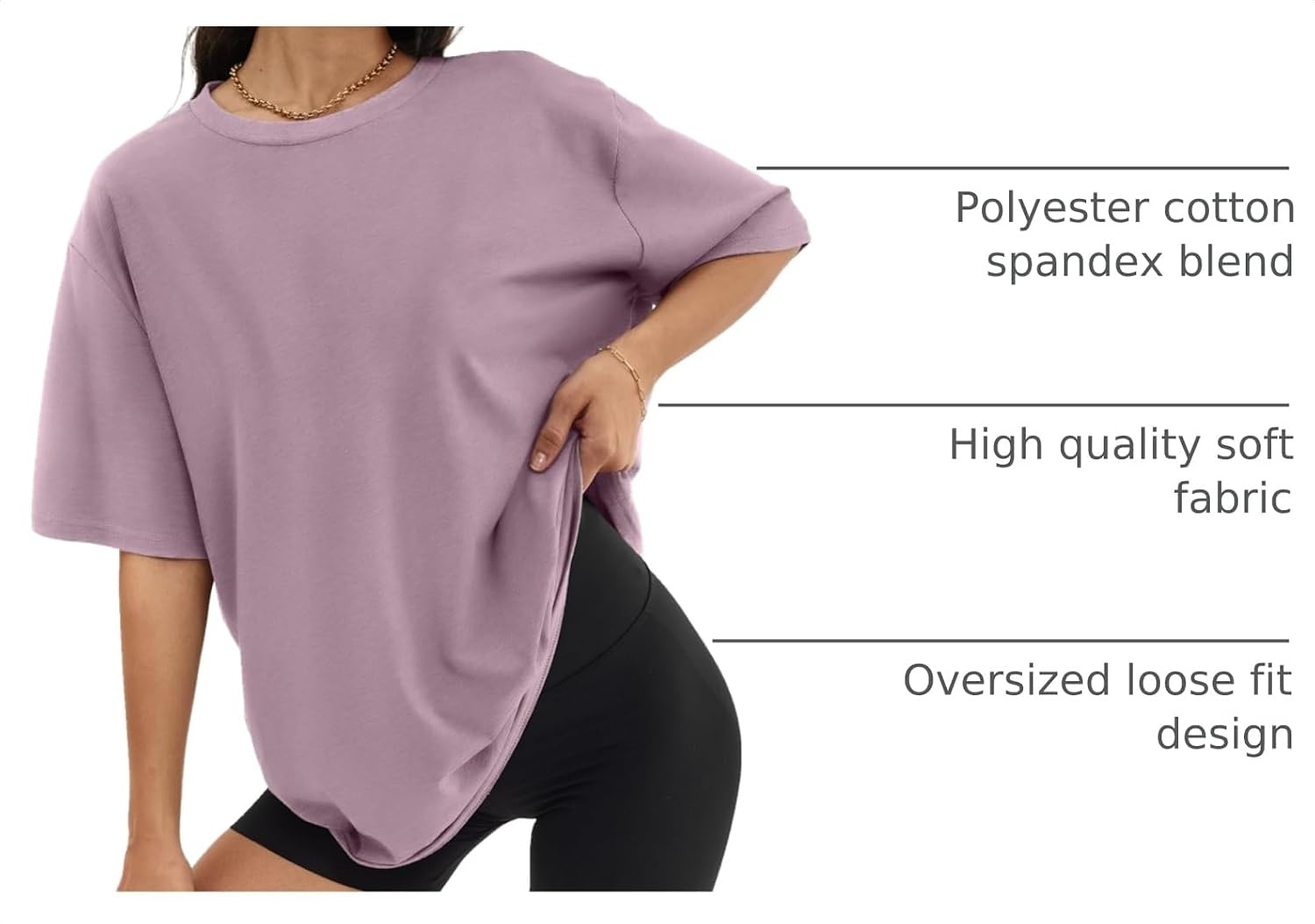 image:imageATHMILE Womens Oversized T Shirts Short Sleeve Workout Tops Cotton Casual Loose Fit Basic Graphics Gym Summer Plus Size Fashion ClothesDarkpink