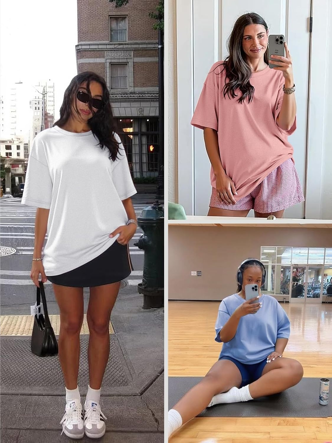 image:imageATHMILE Womens Oversized T Shirts Short Sleeve Workout Tops Cotton Casual Loose Fit Basic Graphics Gym Summer Plus Size Fashion ClothesGrey Green