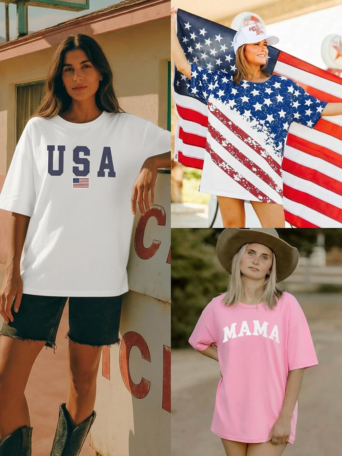 image:imageATHMILE Womens Oversized T Shirts Short Sleeve Workout Tops Cotton Casual Loose Fit Basic Graphics Gym Summer Plus Size Fashion ClothesMamapink