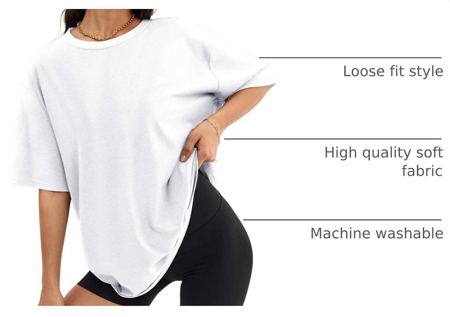 image:imageATHMILE Womens Oversized T Shirts Short Sleeve Workout Tops Cotton Casual Loose Fit Basic Graphics Gym Summer Plus Size Fashion ClothesWhite