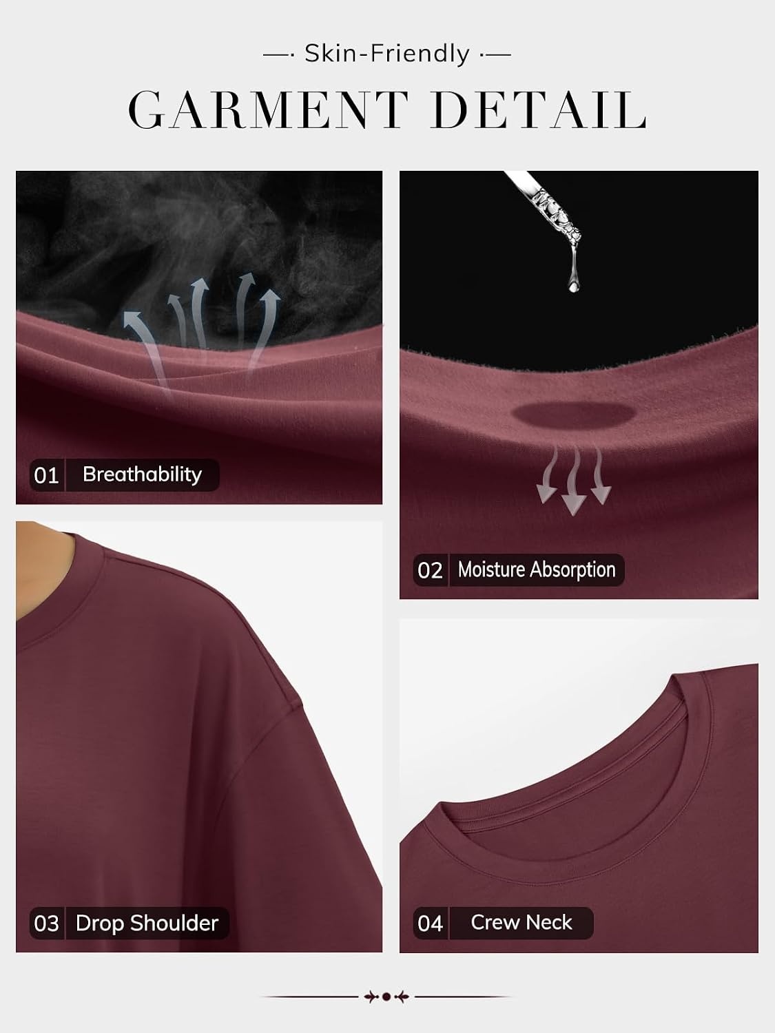 image:imageATHMILE Womens Oversized T Shirts Short Sleeve Workout Tops Cotton Casual Loose Fit Basic Graphics Gym Summer Plus Size Fashion ClothesZburgundy