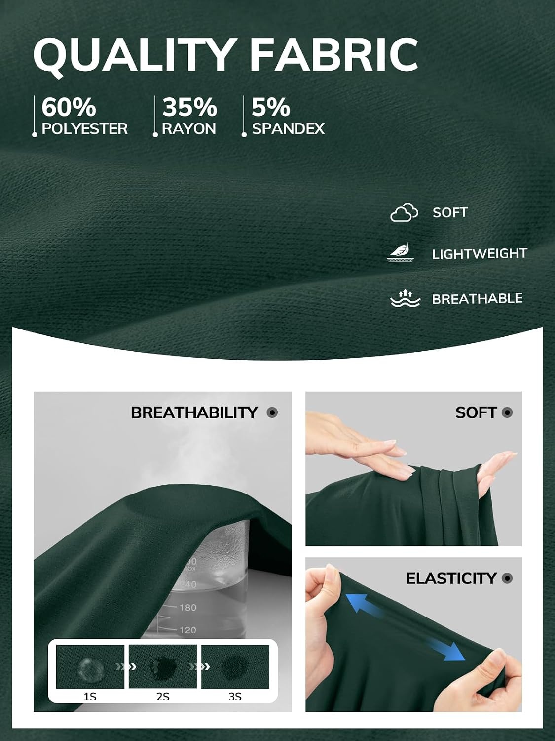 image:imageATHMILE Womens V Neck Short Sleeve Summer T Shirts Curved Hem Plain Top Lightweight Breathable Casual Spring Summer TeeDeepgreen