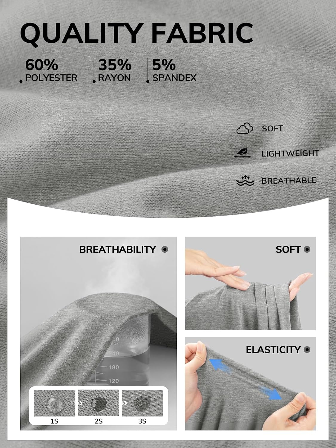 image:imageATHMILE Womens V Neck Short Sleeve Summer T Shirts Curved Hem Plain Top Lightweight Breathable Casual Spring Summer TeeGrey