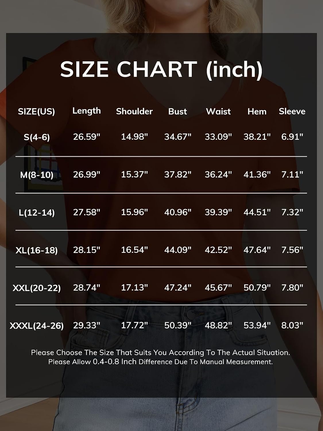 image:imageATHMILE Womens V Neck Short Sleeve Summer T Shirts Curved Hem Plain Top Lightweight Breathable Casual Spring Summer TeeMultileaf