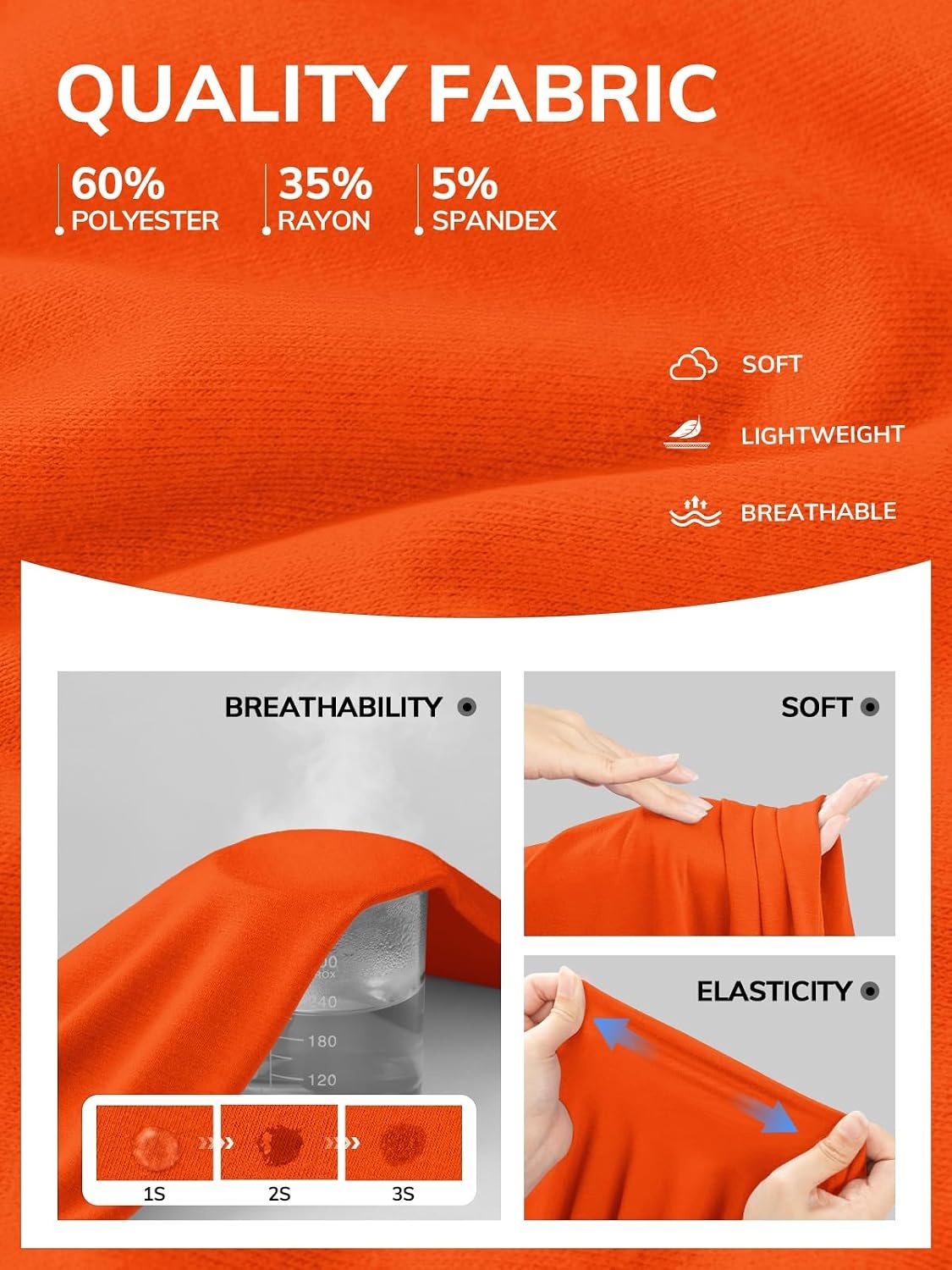 image:imageATHMILE Womens V Neck Short Sleeve Summer T Shirts Curved Hem Plain Top Lightweight Breathable Casual Spring Summer TeeOrange