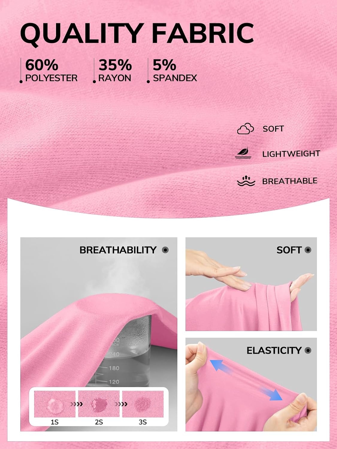 image:imageATHMILE Womens V Neck Short Sleeve Summer T Shirts Curved Hem Plain Top Lightweight Breathable Casual Spring Summer TeePink