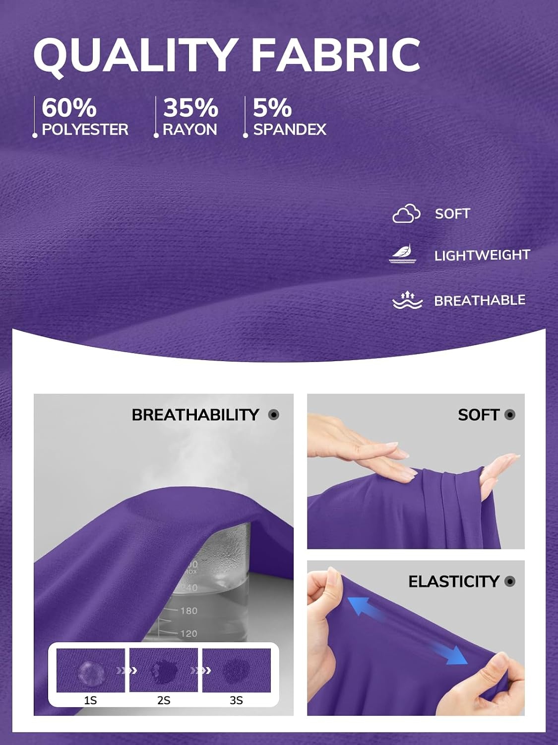 image:imageATHMILE Womens V Neck Short Sleeve Summer T Shirts Curved Hem Plain Top Lightweight Breathable Casual Spring Summer TeePurple
