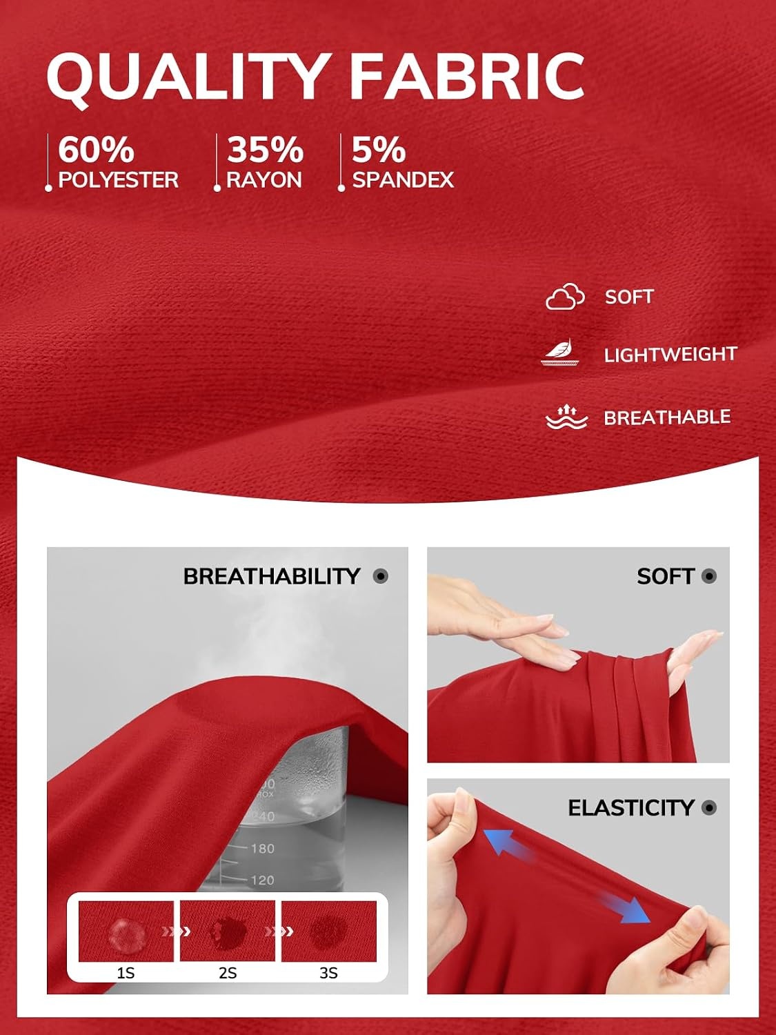 image:imageATHMILE Womens V Neck Short Sleeve Summer T Shirts Curved Hem Plain Top Lightweight Breathable Casual Spring Summer TeeRed