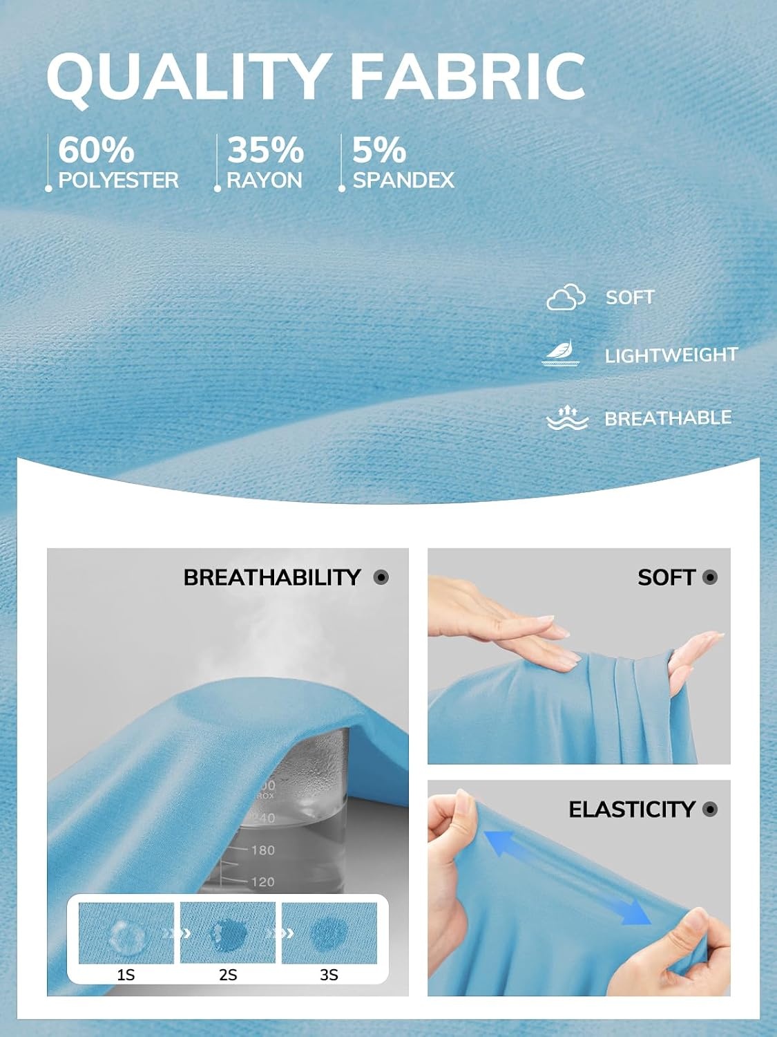 image:imageATHMILE Womens V Neck Short Sleeve Summer T Shirts Curved Hem Plain Top Lightweight Breathable Casual Spring Summer TeeSky Blue