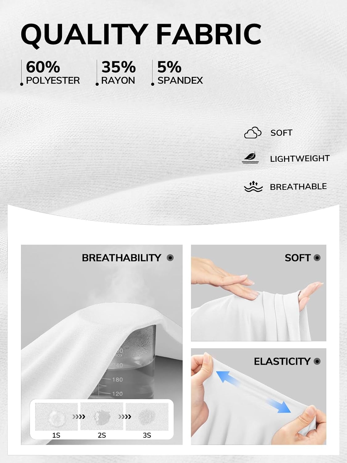 image:imageATHMILE Womens V Neck Short Sleeve Summer T Shirts Curved Hem Plain Top Lightweight Breathable Casual Spring Summer TeeWhite
