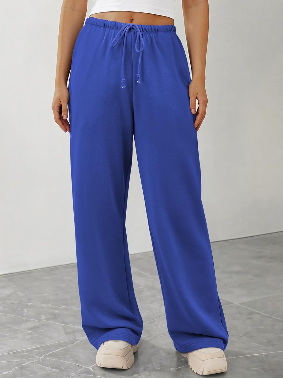 image:imageATHMILE Womens Wide Leg Sweatpants with Pockets Fall Fashion Lounge Travel PantsLow Waist Streetwear DrawstringBaggy Teen Girl JoggerRoyal Blue