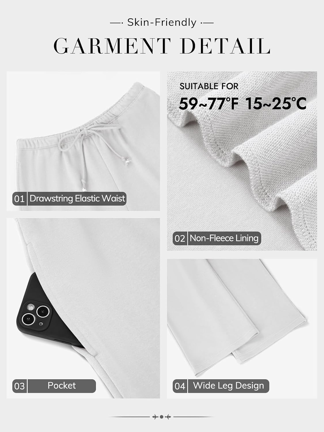 image:imageATHMILE Womens Wide Leg Sweatpants with Pockets Fall Fashion Lounge Travel PantsLow Waist Streetwear DrawstringBaggy Teen Girl JoggerWhite