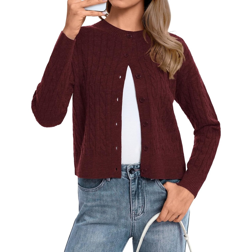 image:imageATHMILE Cropped Cardigan Sweaters for Women Lightweight Crop Knit Y2k Fall Spring Outfits Fashion Clothes 2026Mwine