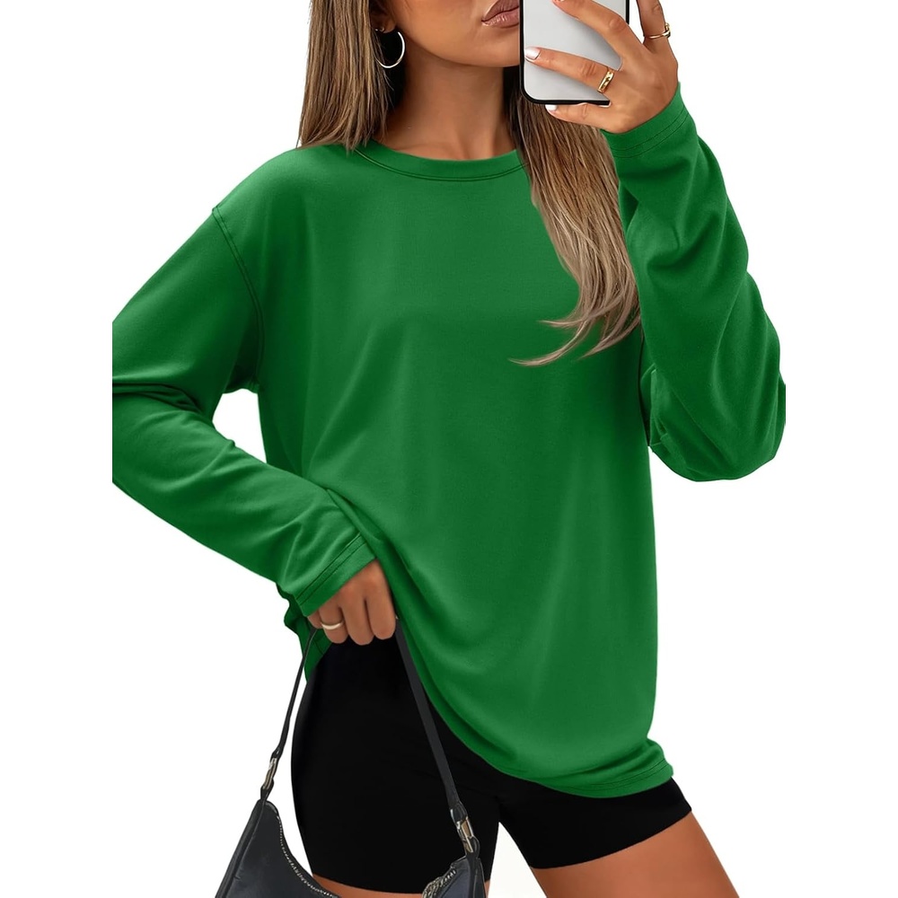 image:imageATHMILE Womens Oversized T Shirts Short Sleeve Workout Tops Cotton Casual Loose Fit Basic Graphics Gym Summer Plus Size Fashion ClothesZdeep Green