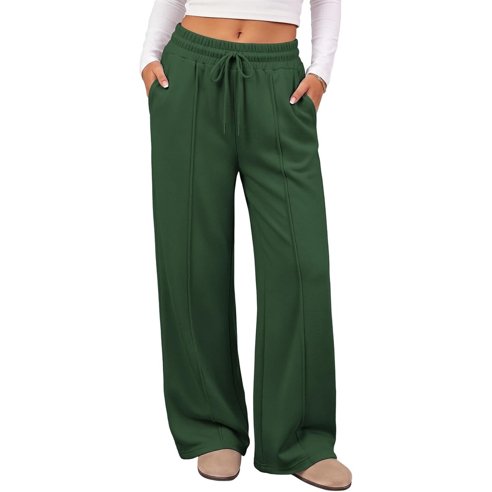 image:imageATHMILE Womens Wide Leg Fleece Sweatpants High Waisted Teen Girl Pants Fall Fashion Winter Clothes Lounge Travel Joggers With PocketsXmas Green