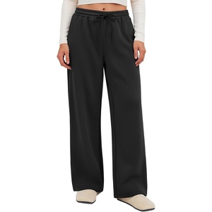 ATHMILE Cotton Fleece Lined Sweatpants Women Straight Leg Casual Lounge Pants with Pockets Winter Warm Fall Clothes 2026(Black)