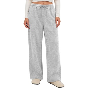ATHMILE Cotton Fleece Lined Sweatpants Women Straight Leg Casual Lounge Pants with Pockets Winter Warm Fall Clothes 2026(Grey)