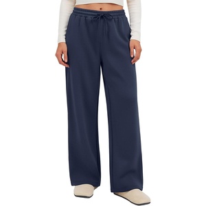 ATHMILE Cotton Fleece Lined Sweatpants Women Straight Leg Casual Lounge Pants with Pockets Winter Warm Fall Clothes 2026(Navy)